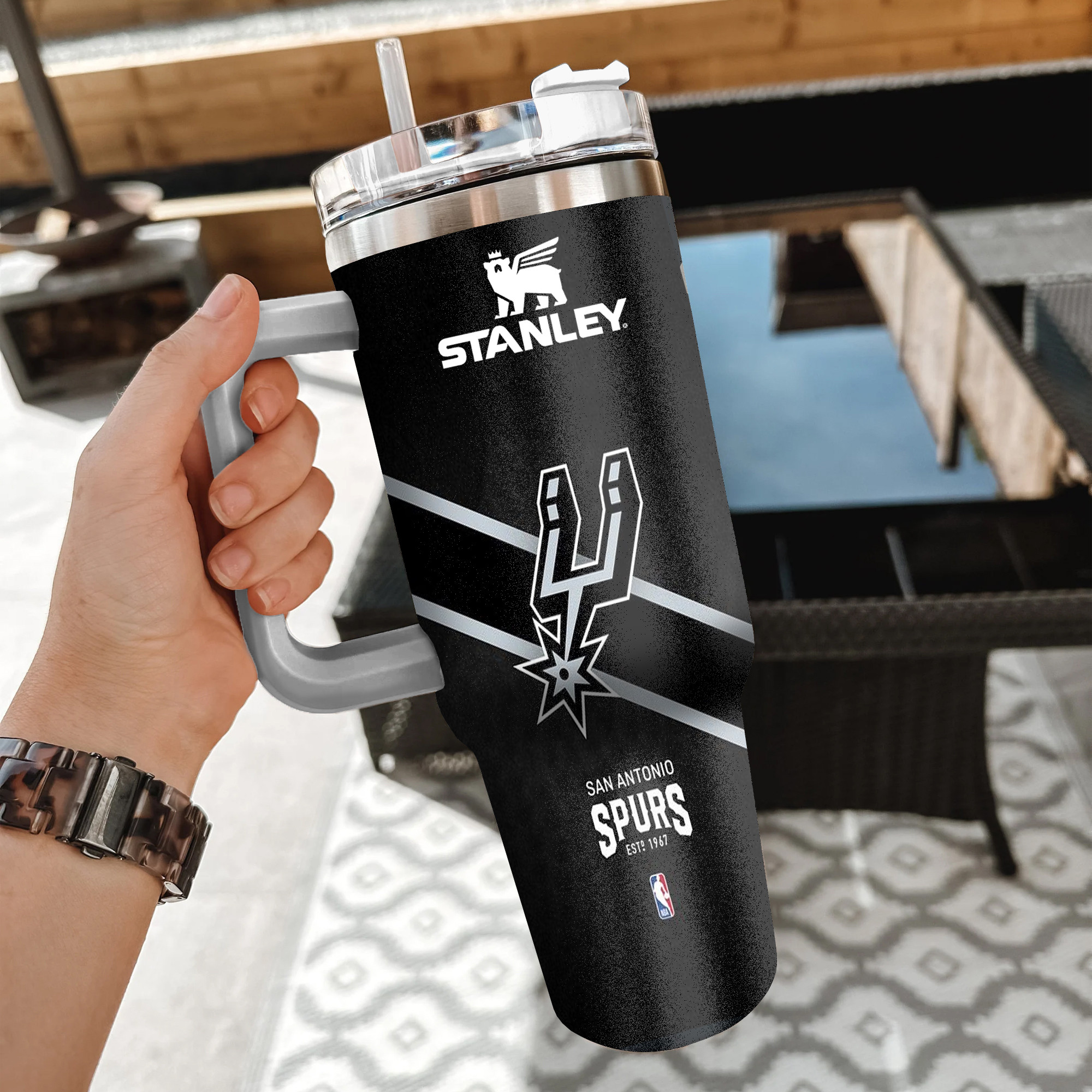 NBA San Antonio Spurs Stanley Tumbler With Handle Personalized Name St4703