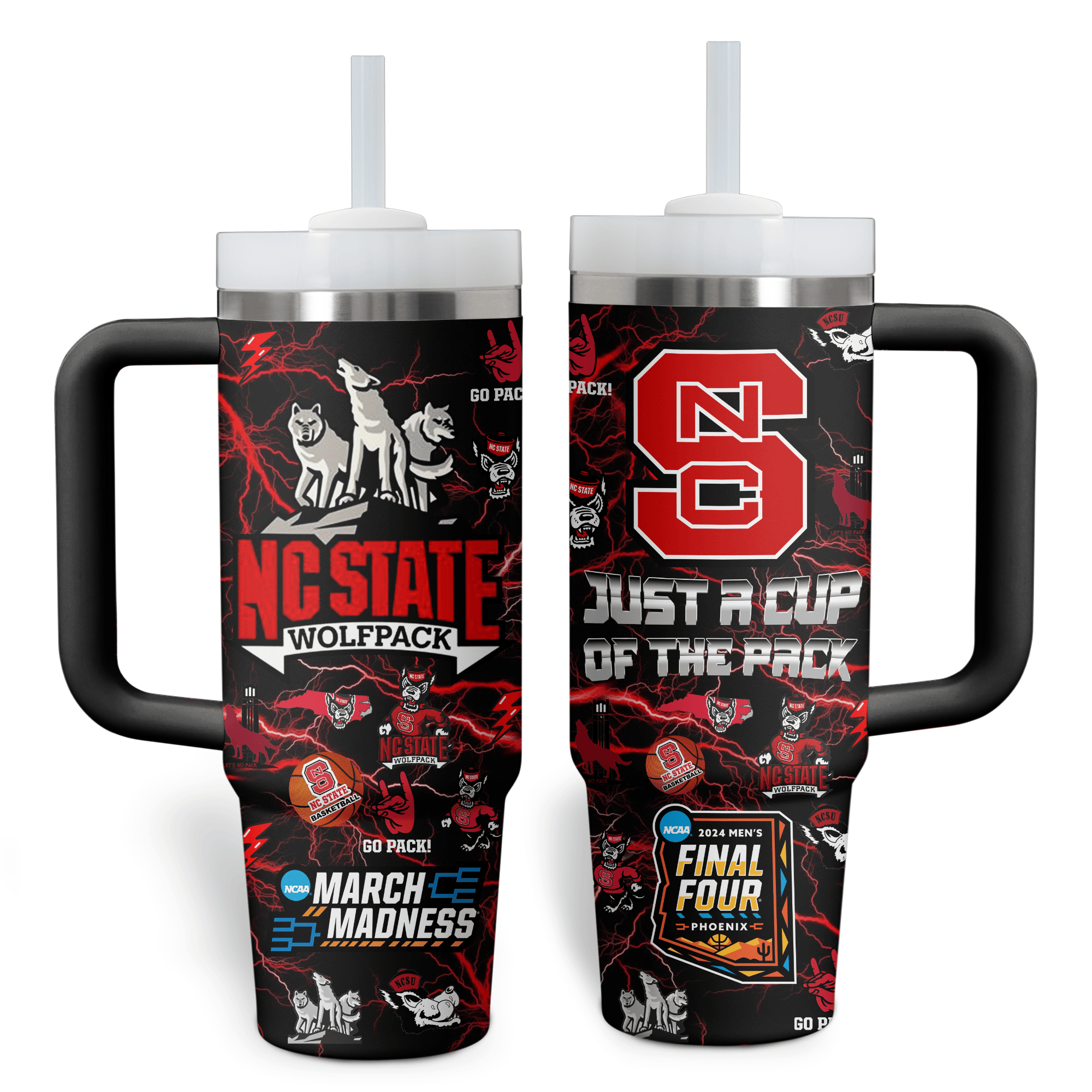 NC State Wolfpack Basketball NCAA Stanley Tumbler With Handle Personalized Name St4154