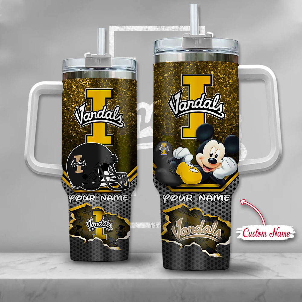 NCAA Idaho Vandals Mickey Mouse Stanley Tumbler With Handle Personalized Name St2131