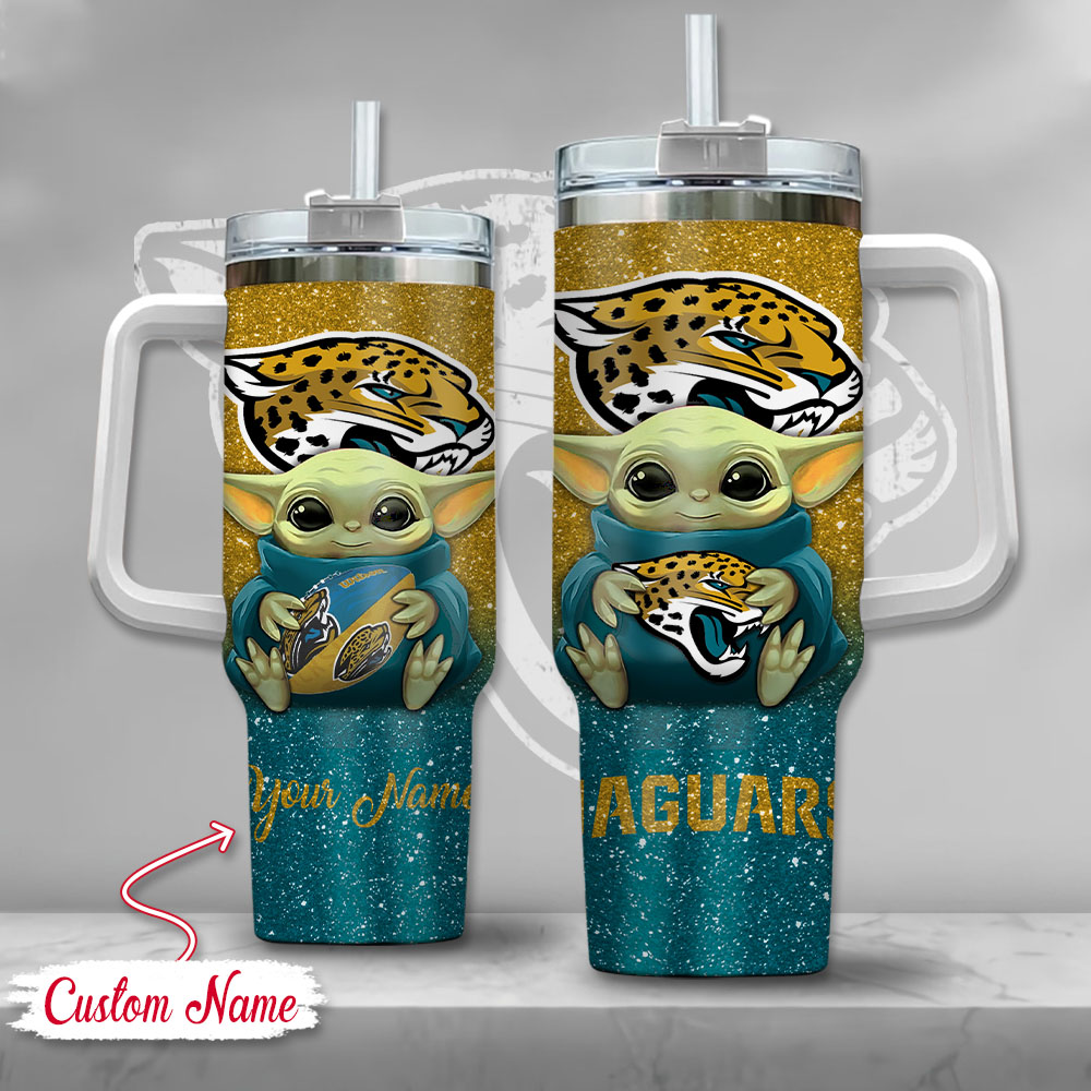 NFL Jacksonville Jaguars Baby Yoda Stanley Tumbler With Handle Personalized Name St2749