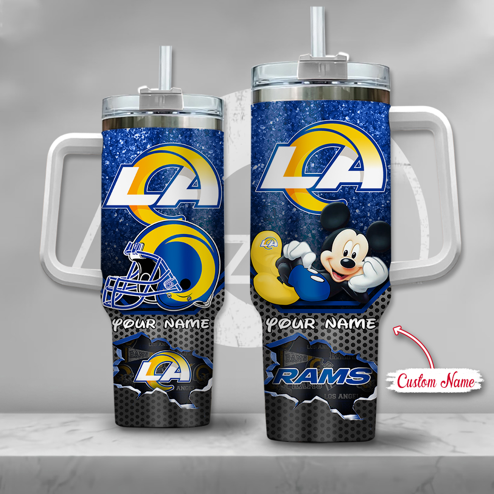 NFL Los Angeles Rams Mickey Mouse Stanley Tumbler With Handle Personalized Name St9071