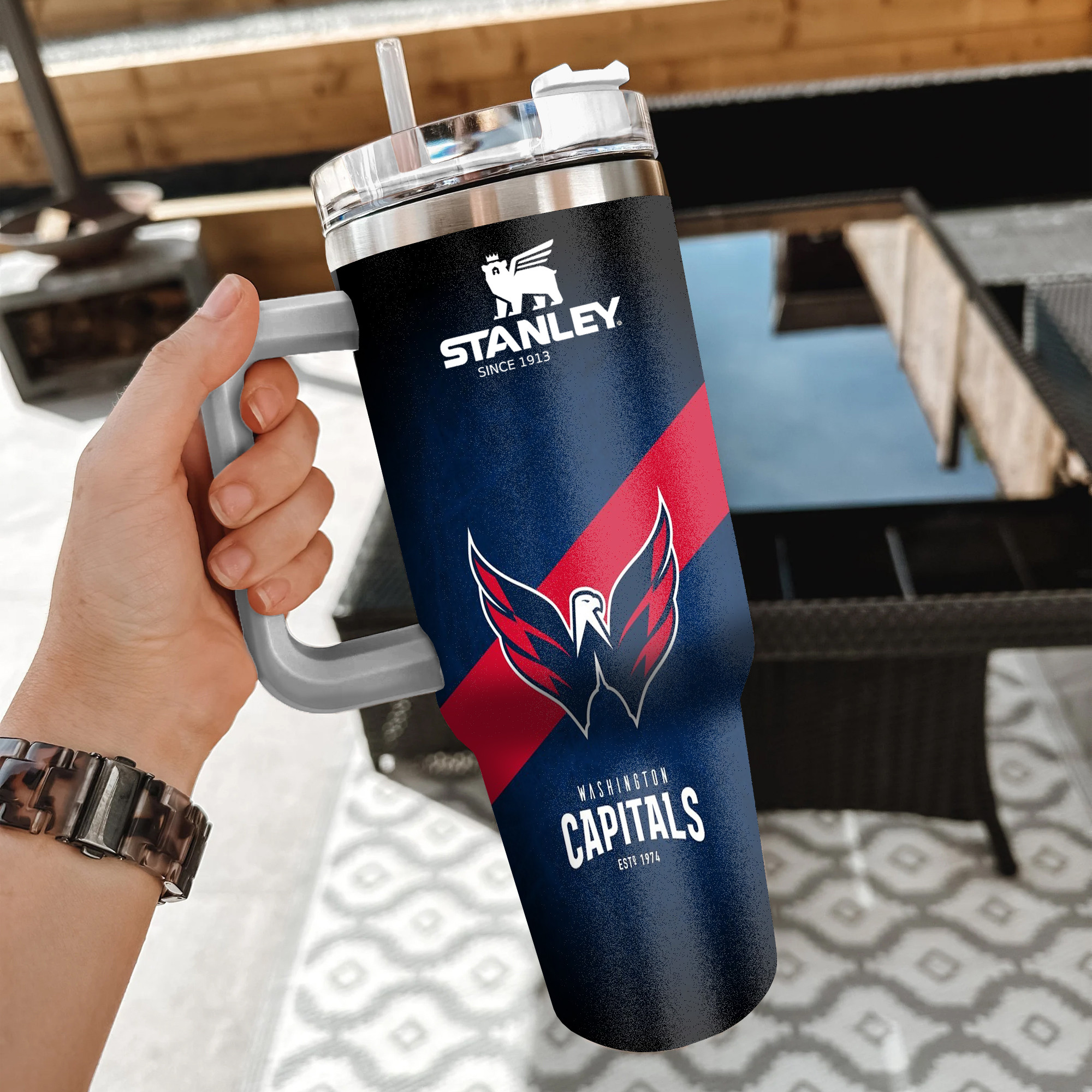NHL Washington Capitals Stanley Tumbler With Handle Personalized Name St2241