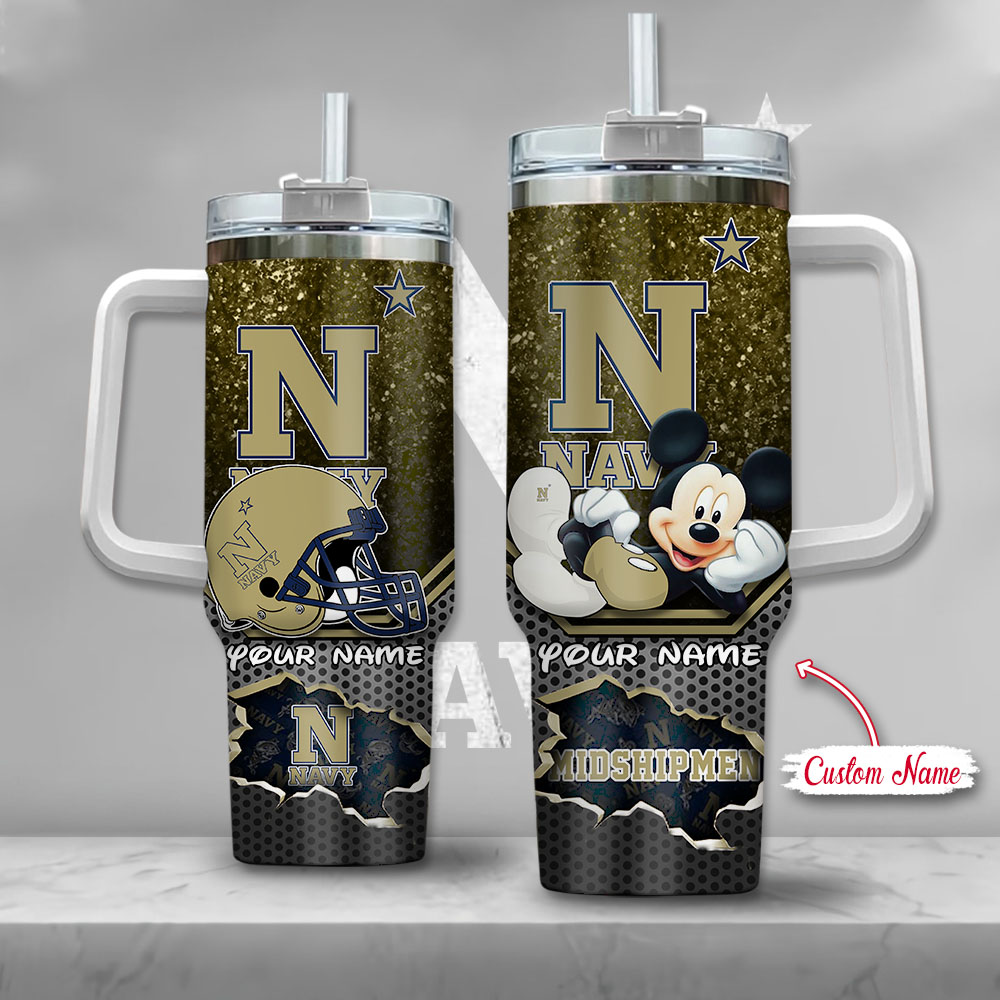 Navy Midshipmen NCAA Mickey Mouse Stanley Tumbler With Handle Personalized Name St3847
