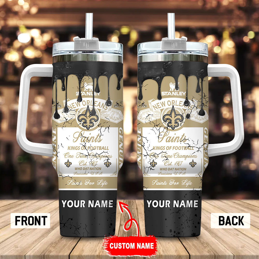 New Orleans Saints NFL Kings Of Football Stanley Tumbler With Handle Personalized Name St9143