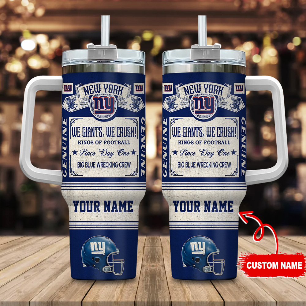 New York Giants NFL Vintage Kings Of Football Stanley Tumbler With Handle Personalized Name St3062