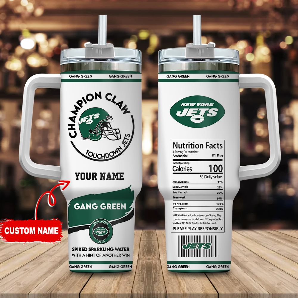 New York Jets NFL Champion Claw Stanley Tumbler With Handle Personalized Name St2165