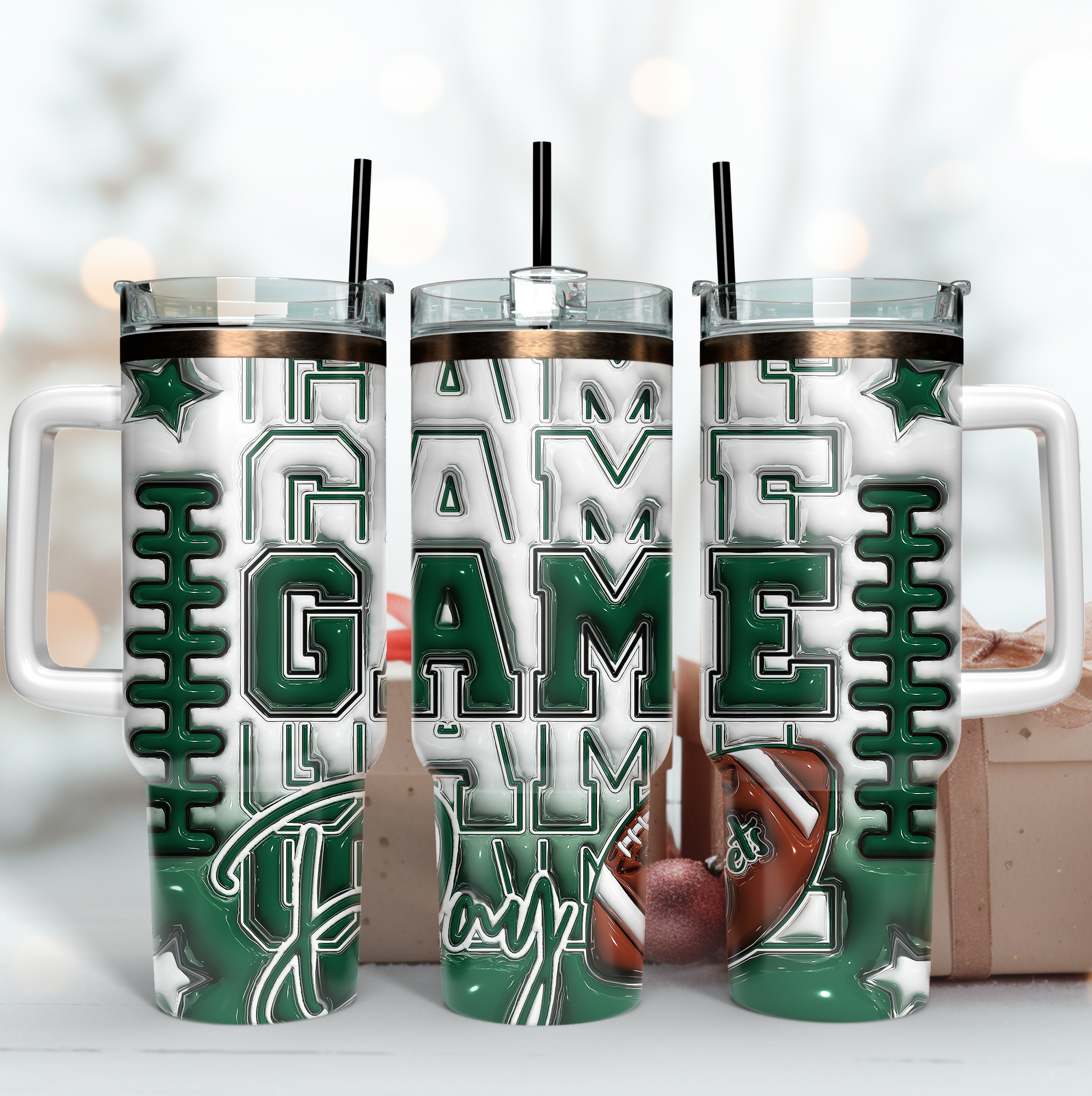 New York Jets NFL Game Day Stanley Tumbler With Handle Personalized Name St1766