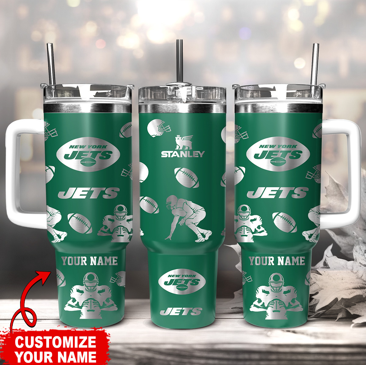 New York Jets NFL Stanley Tumbler With Handle Personalized Name St2427