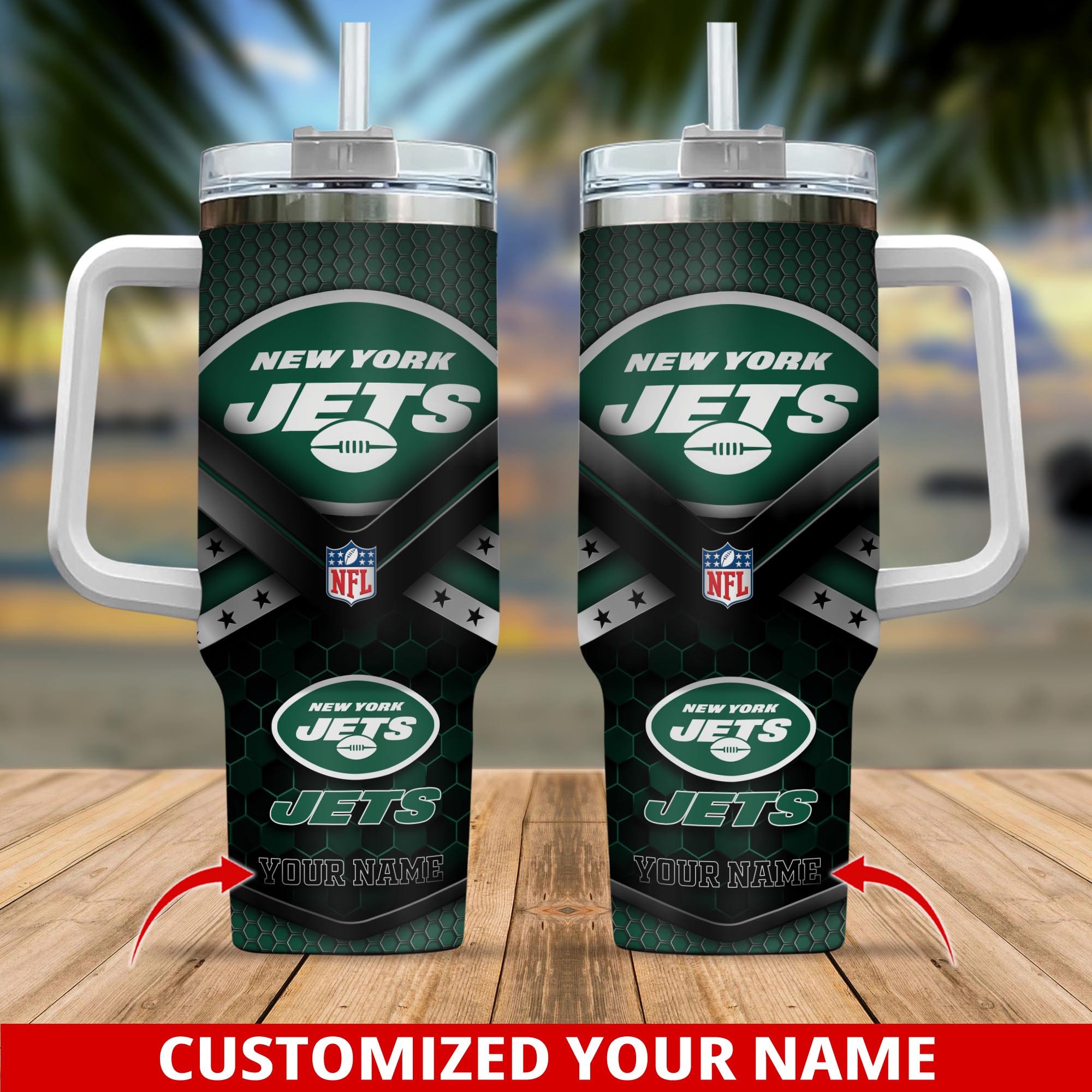 New York Jets NFL Stanley Tumbler With Handle Personalized Name St5779