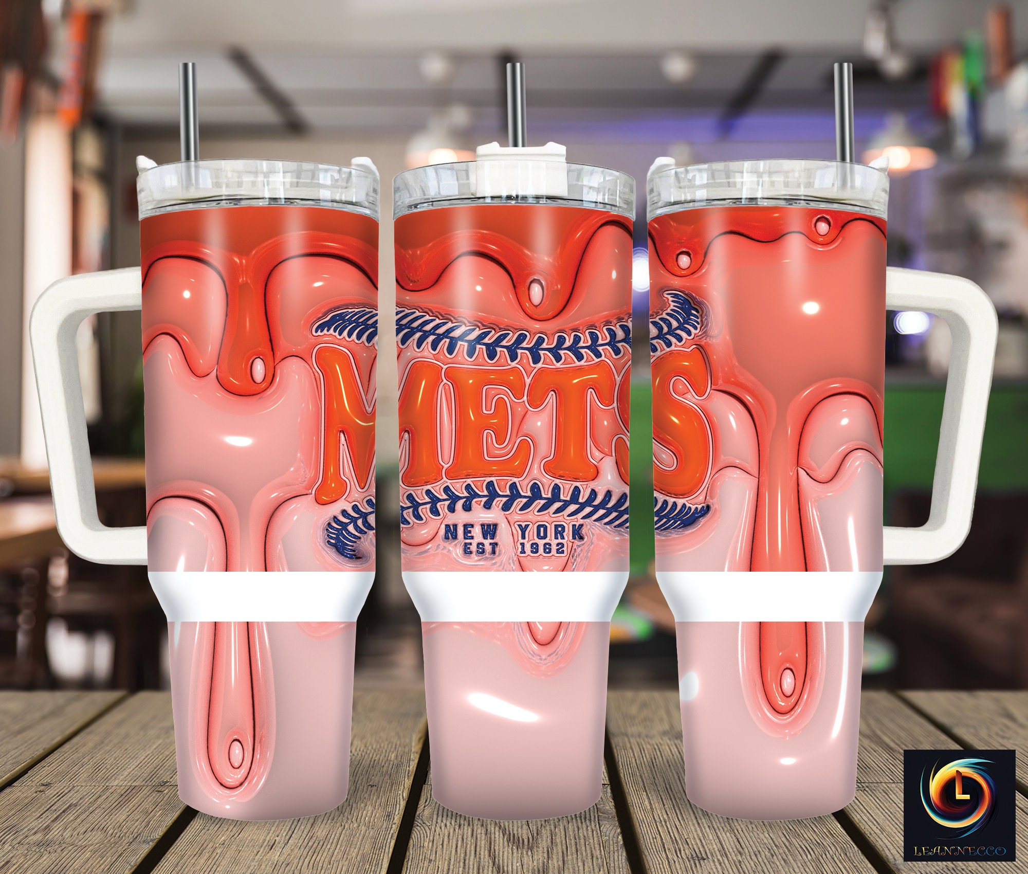 New York Mets MLB Stanley Tumbler With Handle Personalized Name St1389