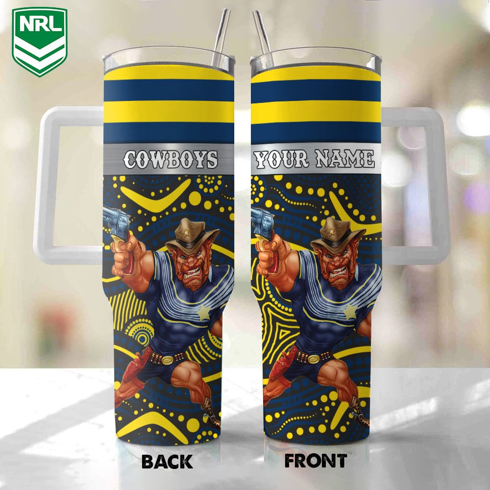North Queensland Cowboys Mascot NRL Stanley Tumbler With Handle Personalized Name St3707