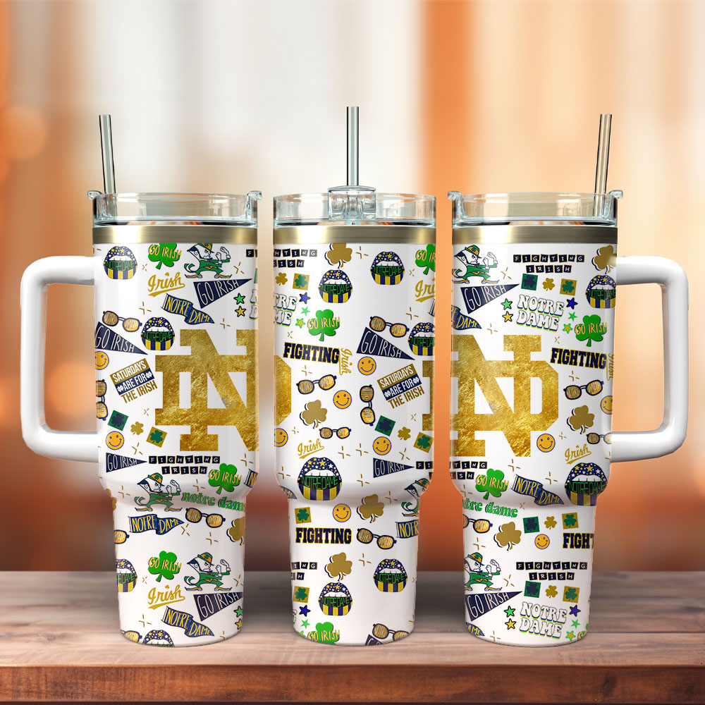 Notre Dame Fighting Irish NCAA Stanley Tumbler With Handle Personalized Name St8363