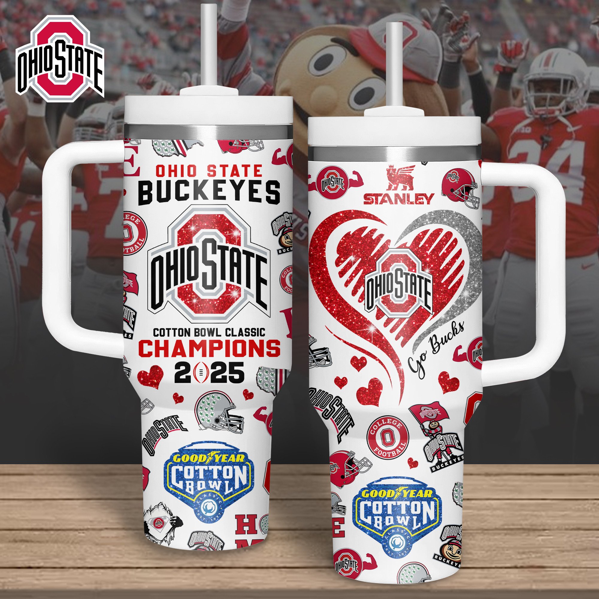Ohio State Buckeyes NCAA Sports Stanley Tumbler With Handle Personalized Name St4167