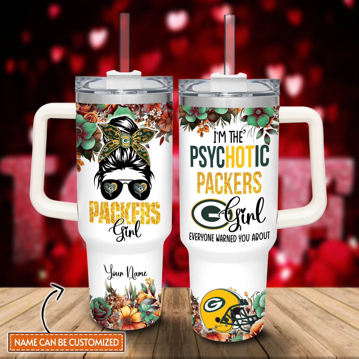 Packers Girl Green Bay Packers NFL Stanley Tumbler With Handle Personalized Name St4200