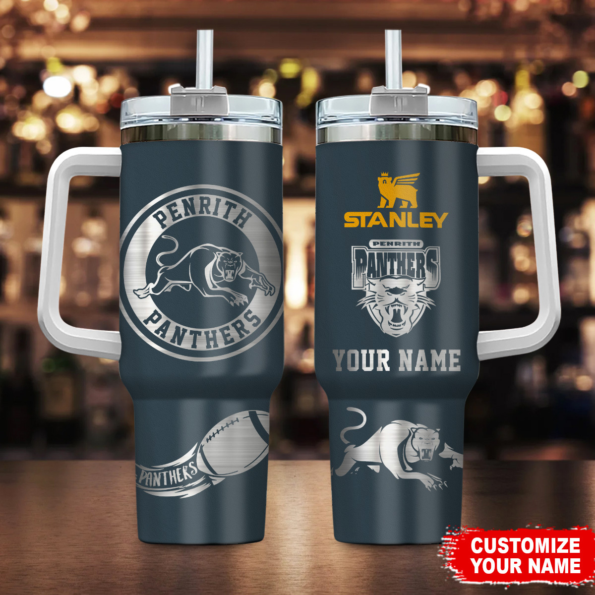 Penrith Panthers NRL Stanley Tumbler With Handle Personalized Name St1707