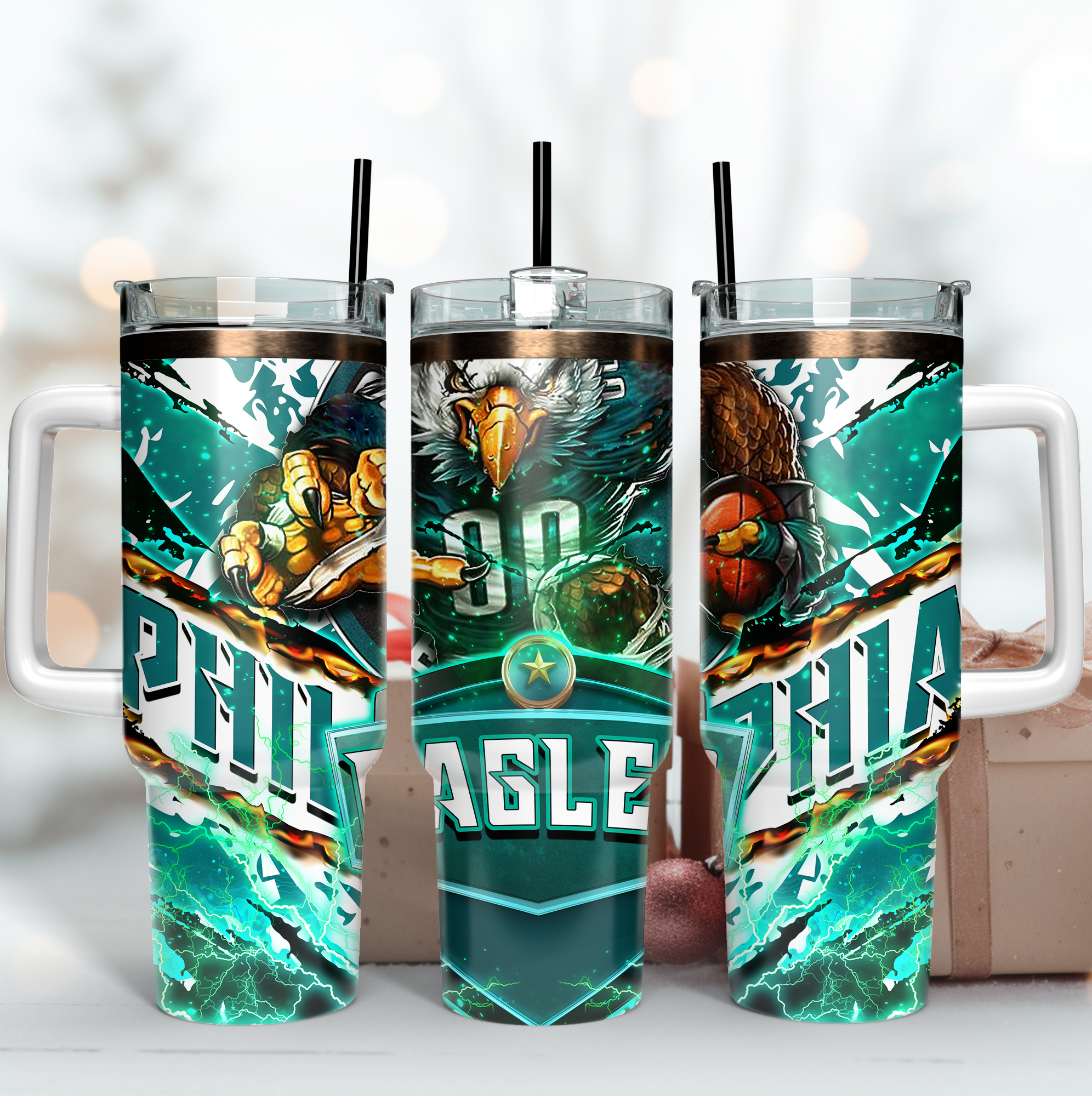 Philadelphia Eagles NFL Mascot Stanley Tumbler With Handle Personalized Name St6276