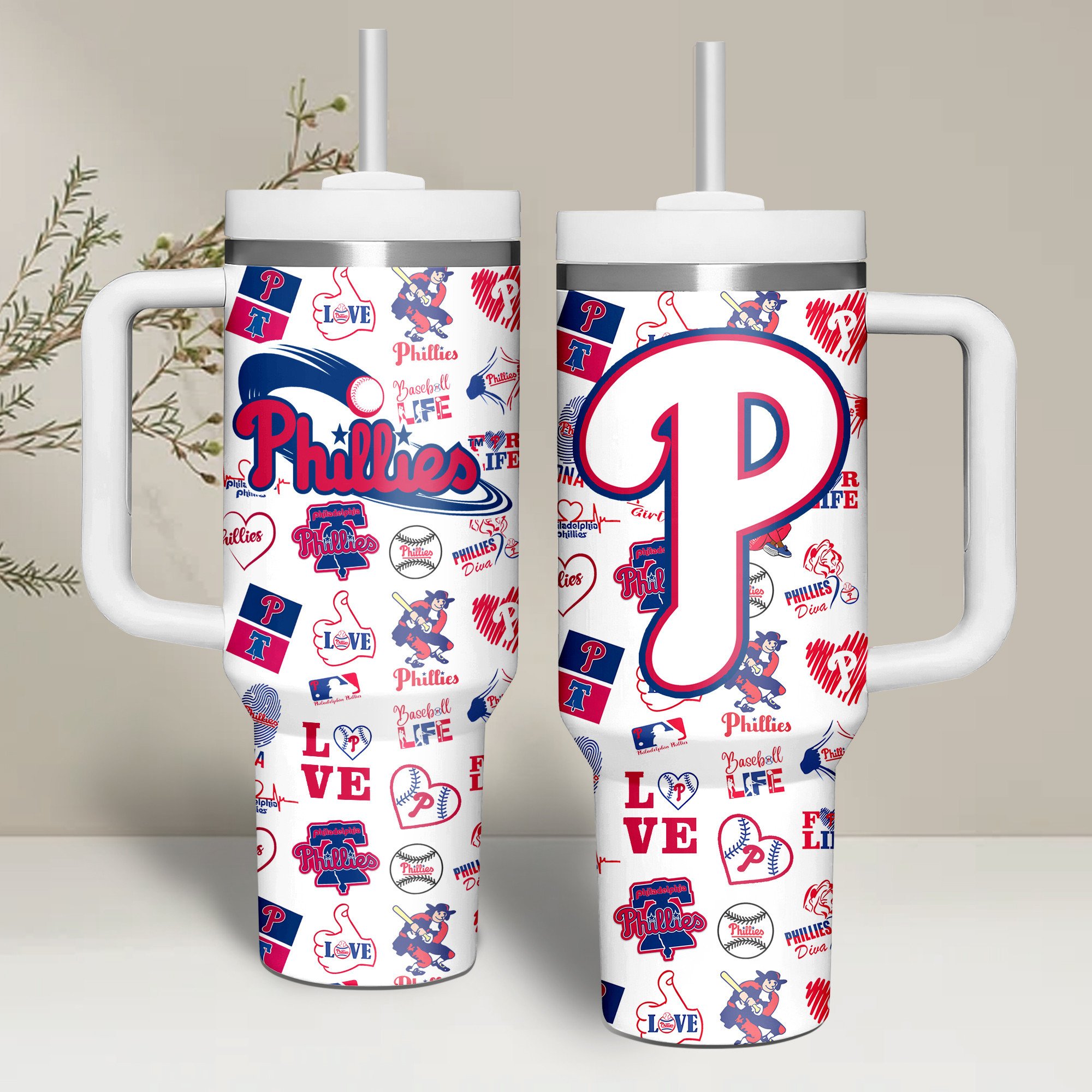 Philadelphia Phillies MLB Stanley Tumbler With Handle Personalized Name St4652