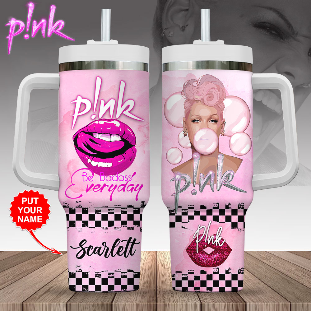 Pink Music Stanley Tumbler With Handle Personalized Name St8482