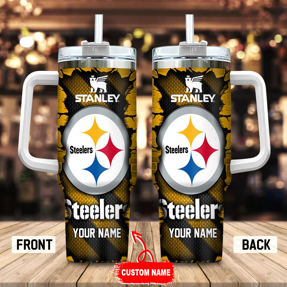 Pittsburgh Steelers NFL Stanley Tumbler With Handle Personalized Name St3947