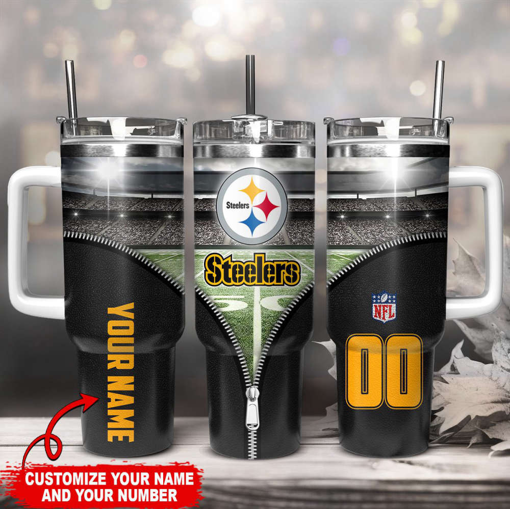 Pittsburgh Steelers NFL Stanley Tumbler With Handle Personalized Name St4657