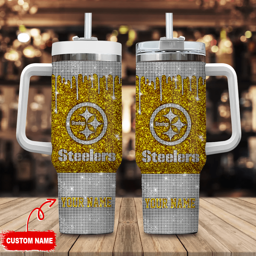 Pittsburgh Steelers NFL Stanley Tumbler With Handle Personalized Name St9022