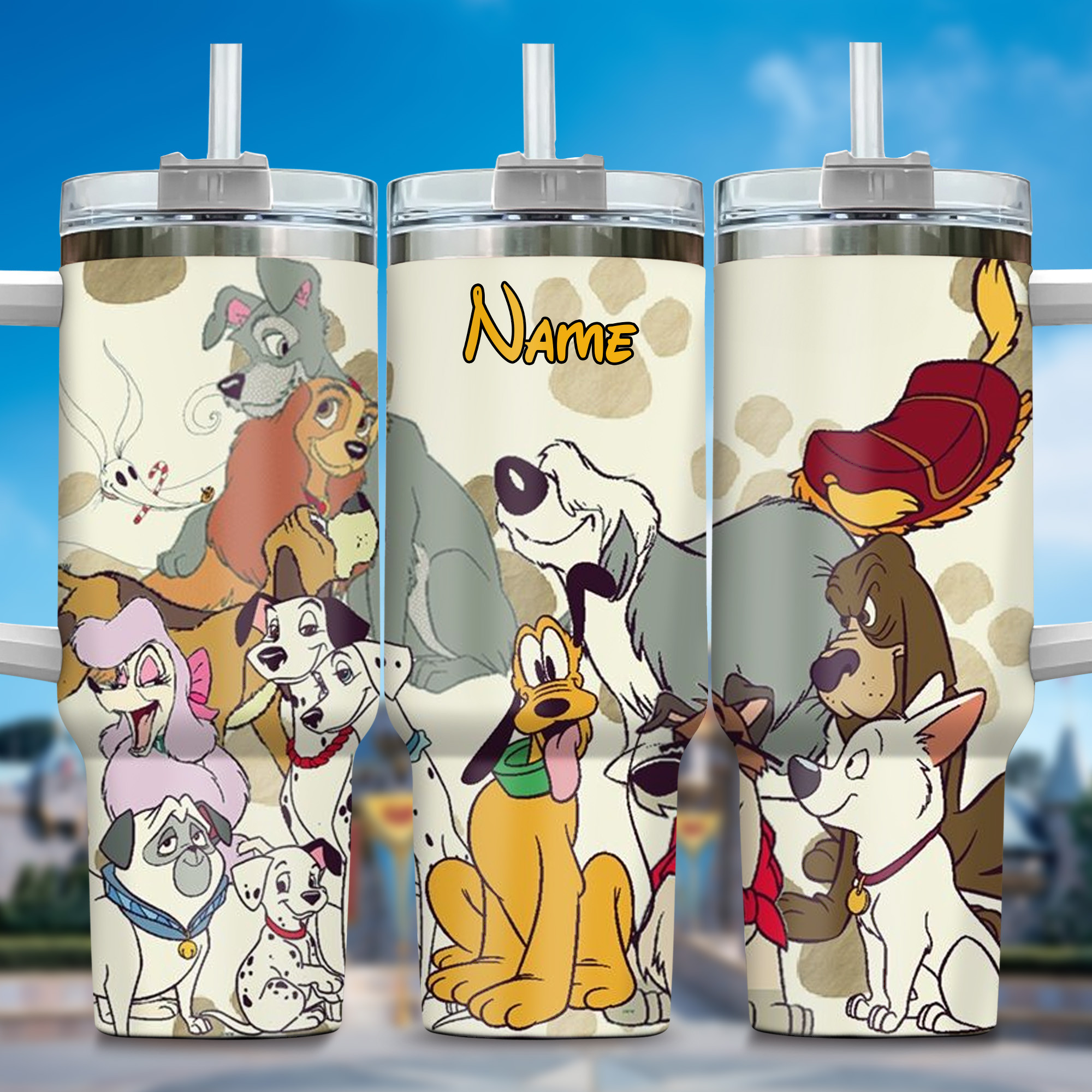 Pluto Dog Cartoon Stanley Tumbler With Handle Personalized Name St1212