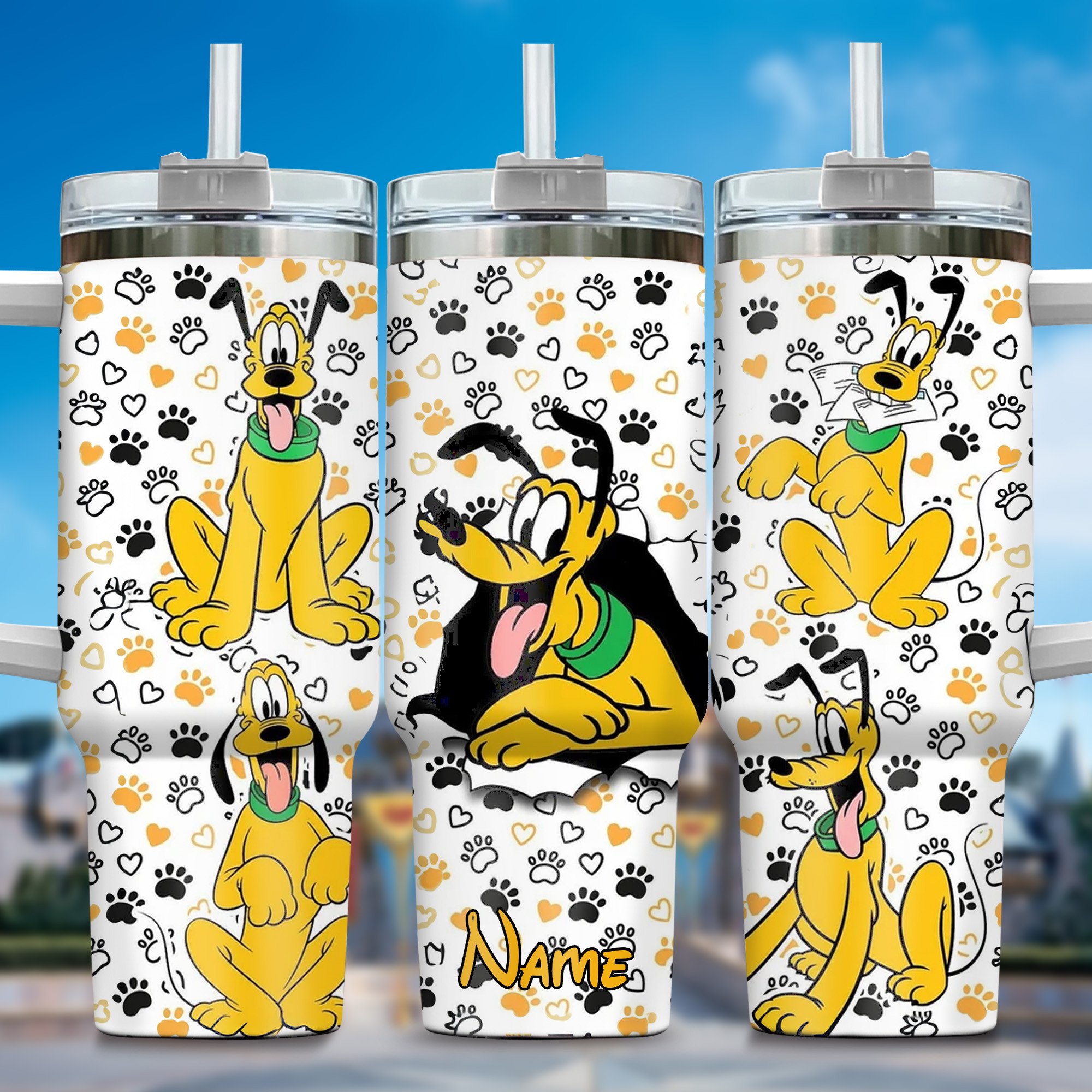Pluto Dog Cartoon Stanley Tumbler With Handle Personalized Name St9112