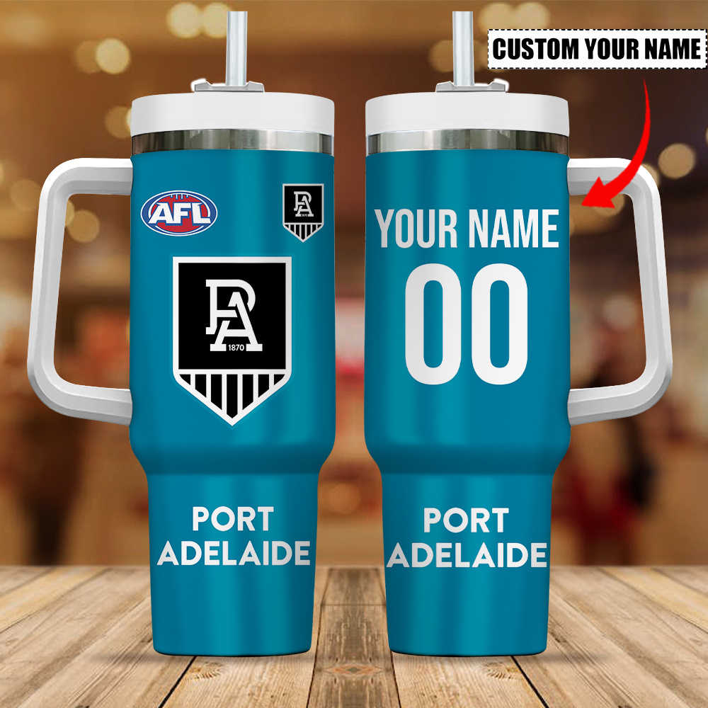 Port Adelaide AFL Stanley Tumbler With Handle Personalized Name St9190