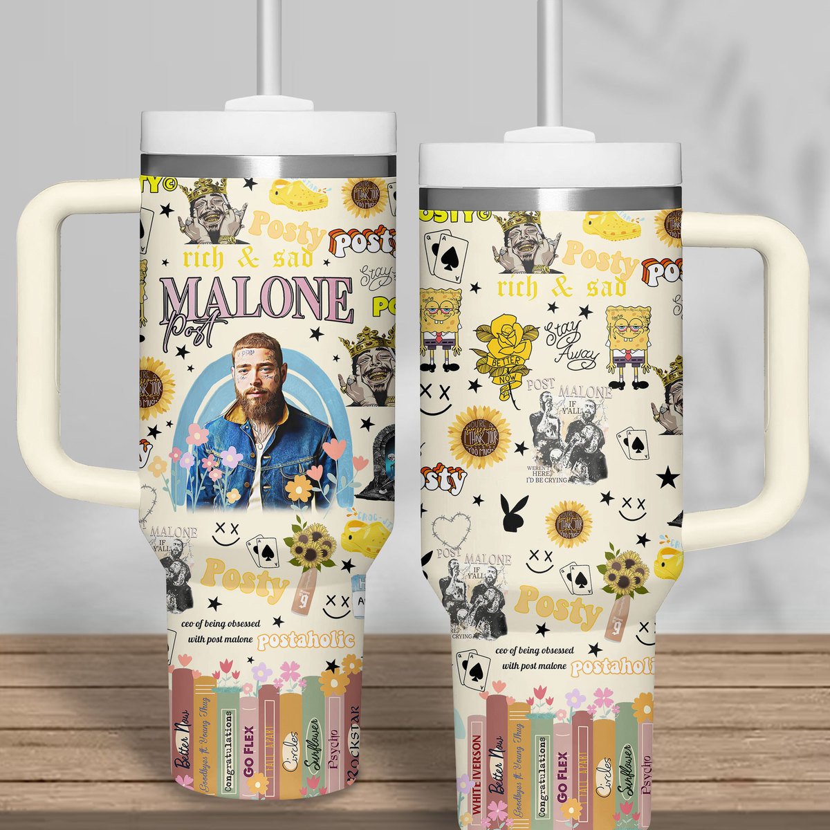 Post Malone Music Stanley Tumbler With Handle Personalized Name St2996