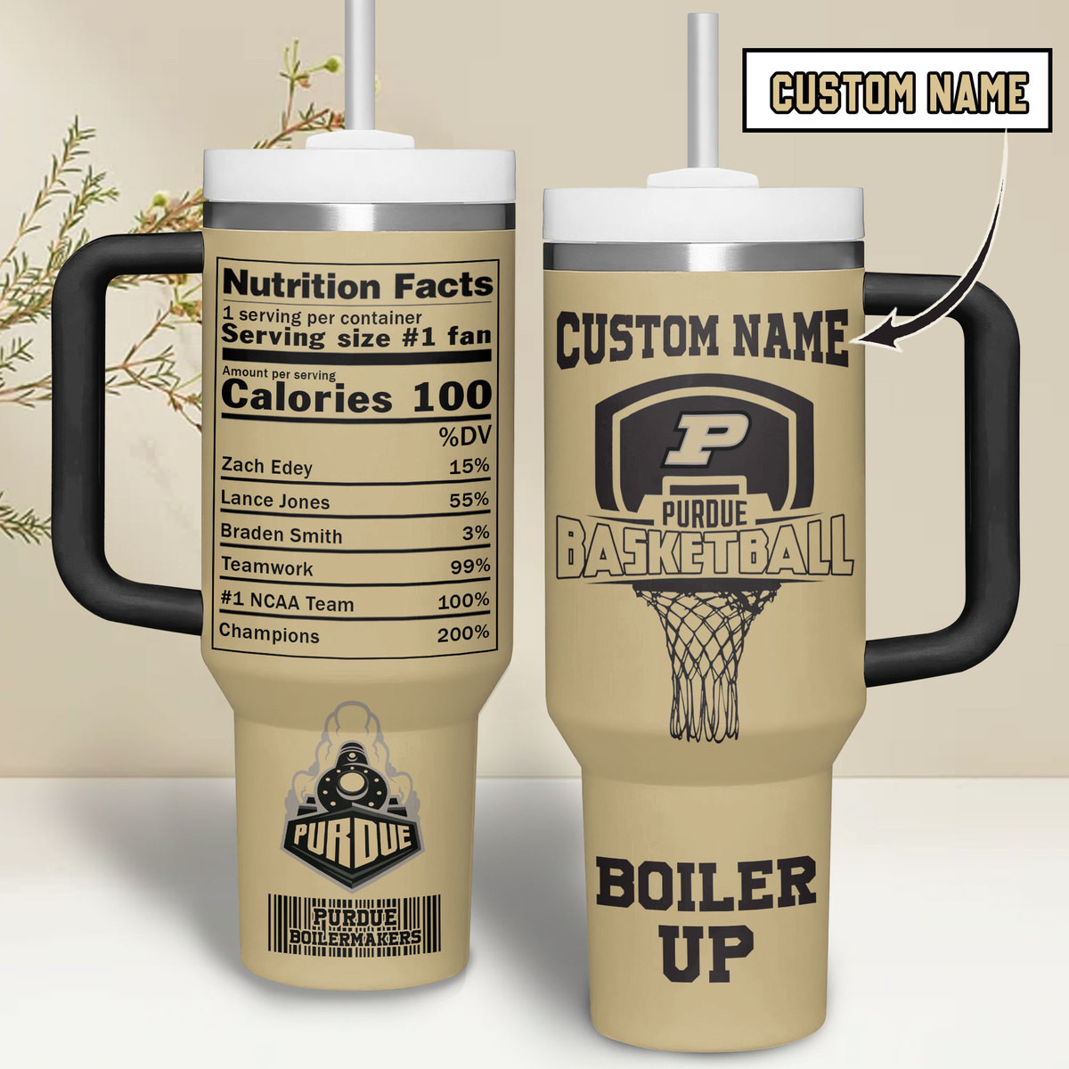 Purdue Boilermakers basketball NCAA Stanley Tumbler With Handle Personalized Name St2985