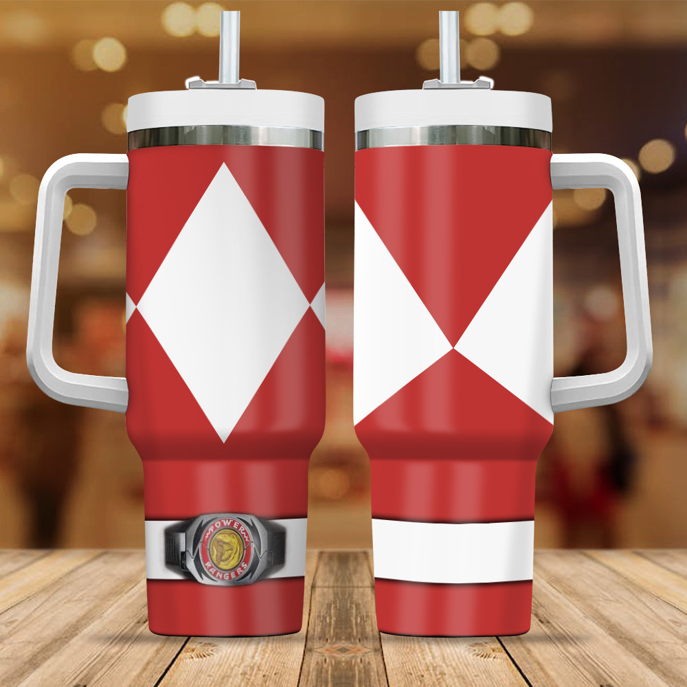 Red MIGHTY MORPHIN Power Rangers Movies Stanley Tumbler With Handle Personalized Name St4650