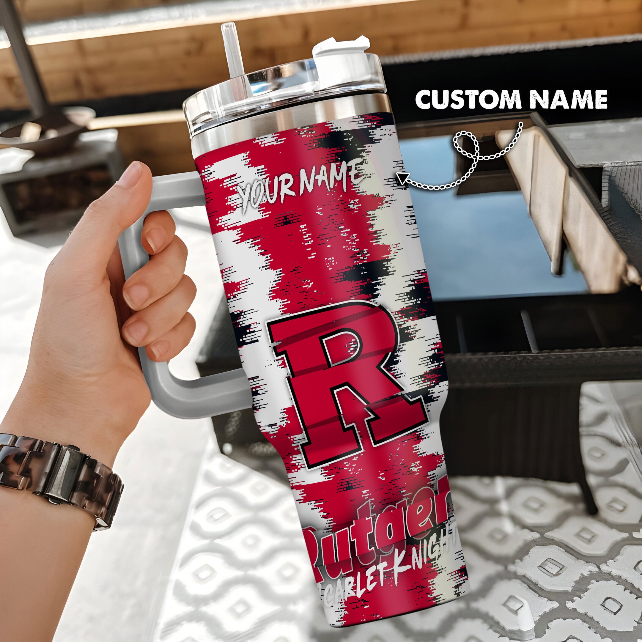 Rutgers Scarlet Knights Stanley Tumbler Personalized Name St1306