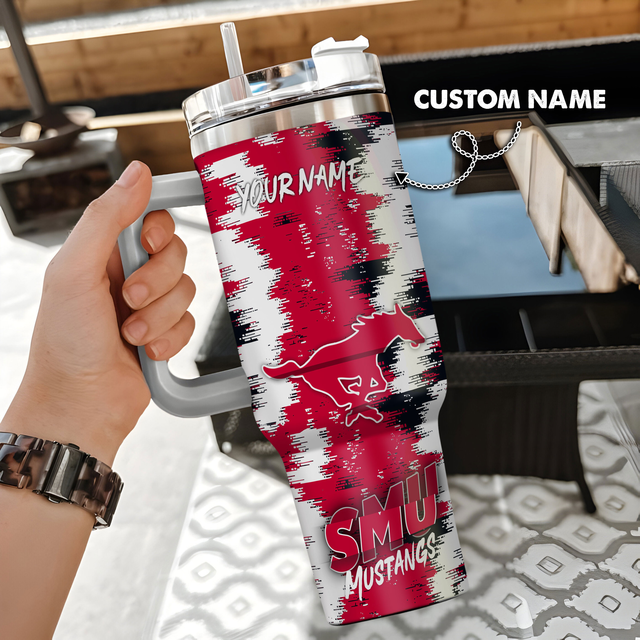 SMU Mustangs Stanley Tumbler Personalized Name St1454
