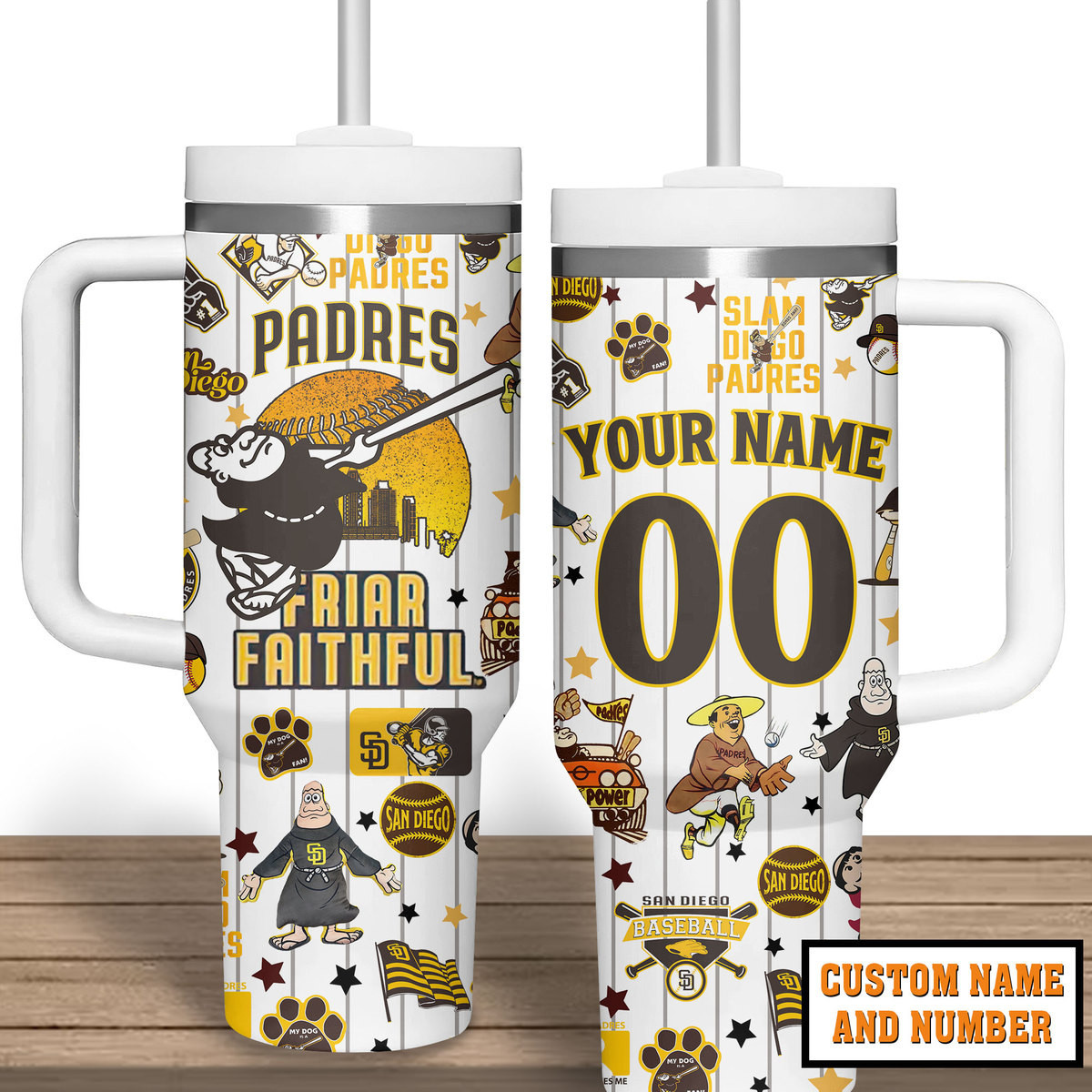 San Diego Padres MLB Stanley Tumbler With Handle Personalized Name St7642