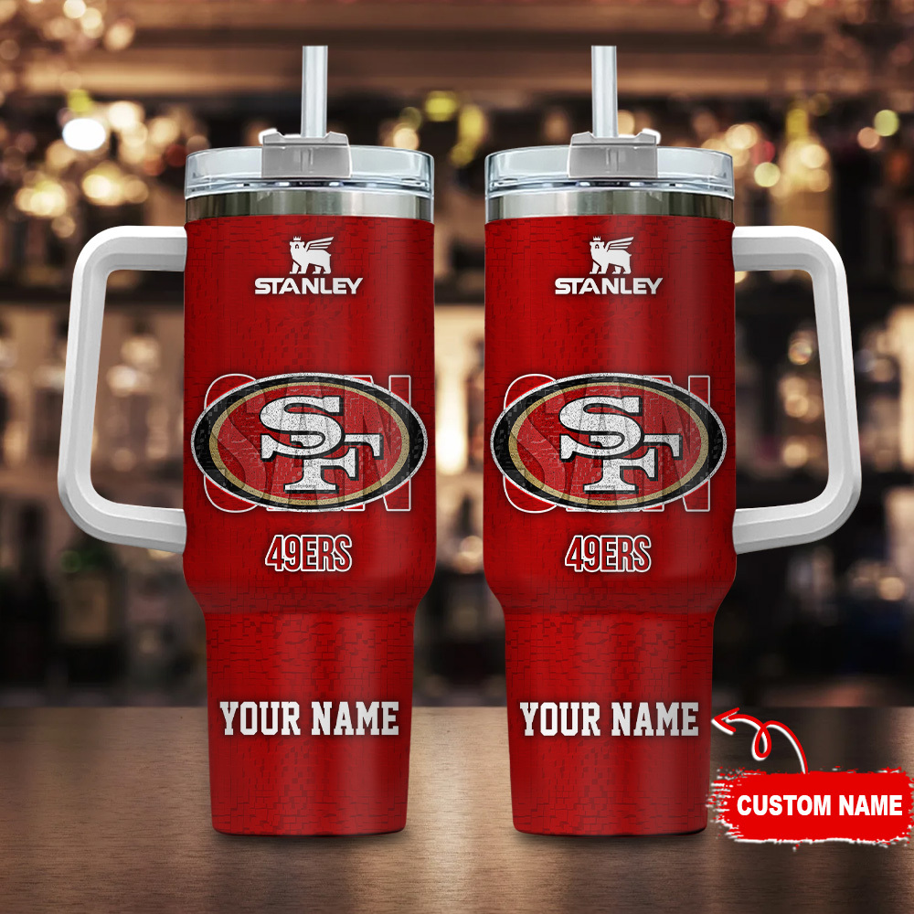 San Francisco 49ers NFL 3D Logo Stanley Tumbler With Handle Personalized Name St3816