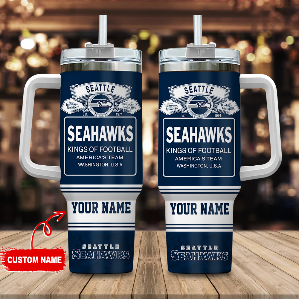 Seattle Seahawks NFL Bud Light Stanley Tumbler With Handle Personalized Name St6023