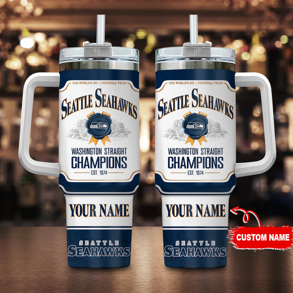 Seattle Seahawks NFL Jim Beam Stanley Tumbler With Handle Personalized Name St8432