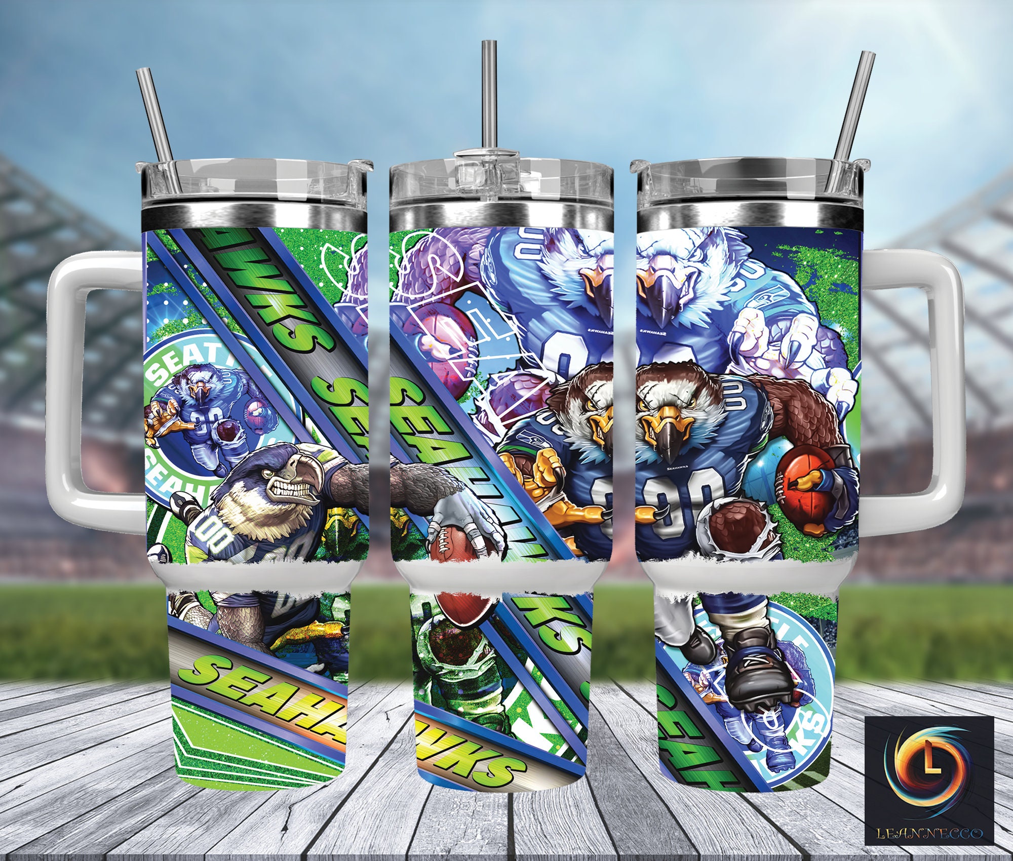 Seattle Seahawks NFL Mascot Stanley Tumbler With Handle Personalized Name St2279