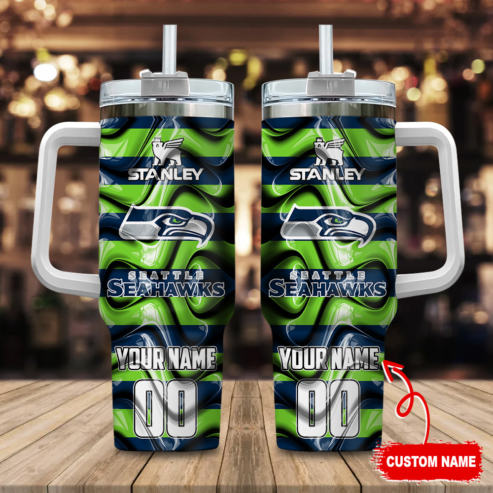 Seattle Seahawks NFL Stanley Tumbler With Handle Personalized Name St3690