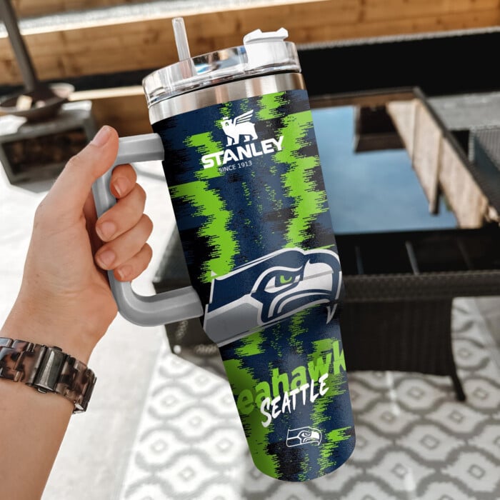 Seattle Seahawks NFL Stanley Tumbler With Handle Personalized Name St6886
