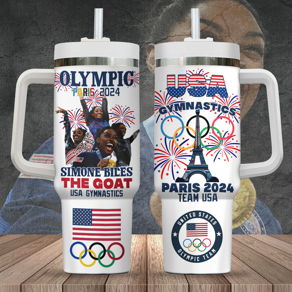 Simone Biles Olympic Paris 2024 Stanley Tumbler With Handle Personalized Name St6267