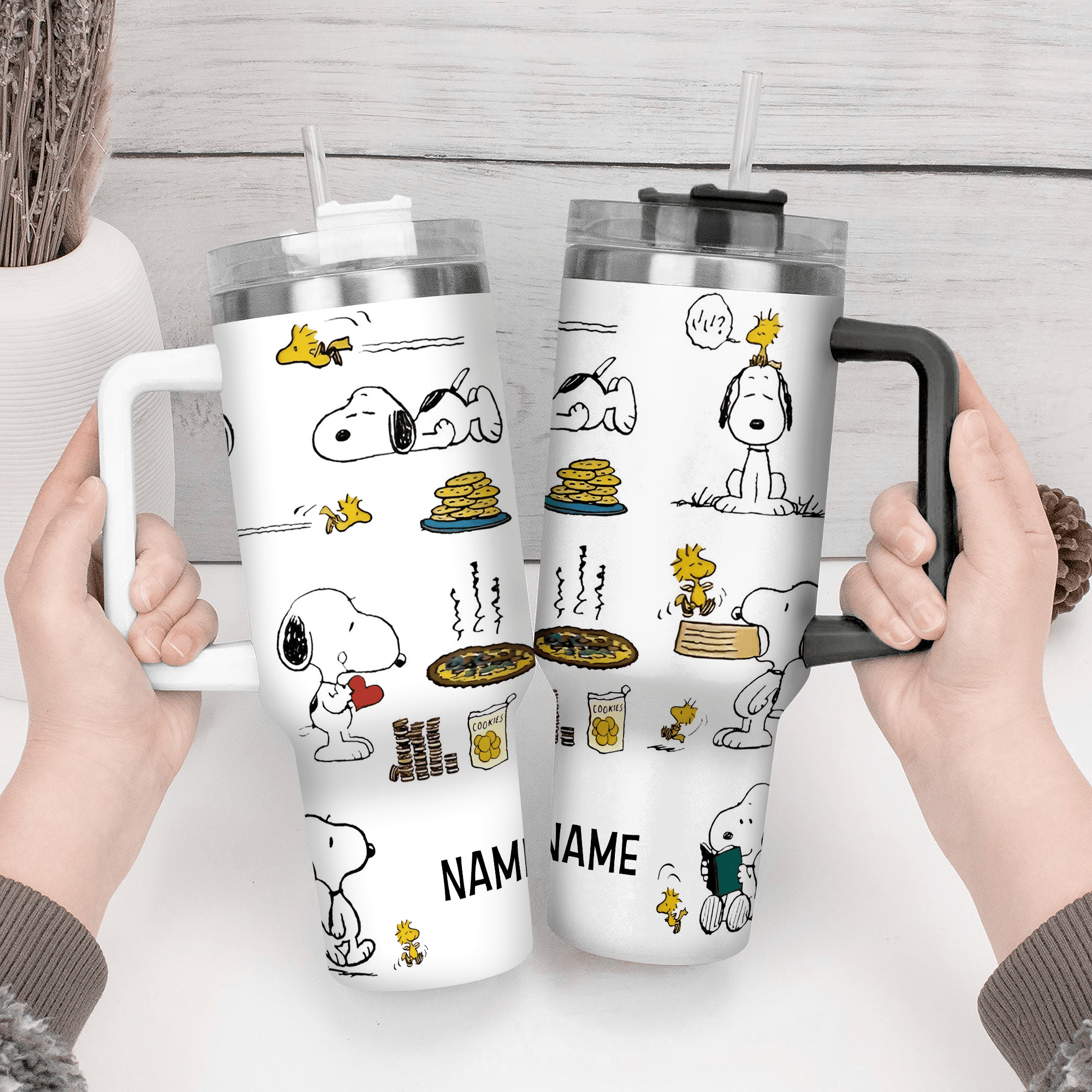 Snoopy Cartoon Stanley Tumbler With Handle Personalized Name St3985
