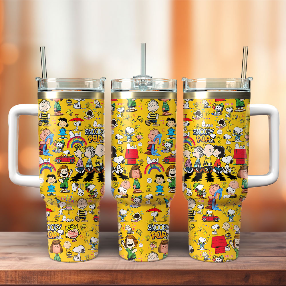 Snoopy Peanuts Cartoon Stanley Tumbler With Handle Personalized Name St7065