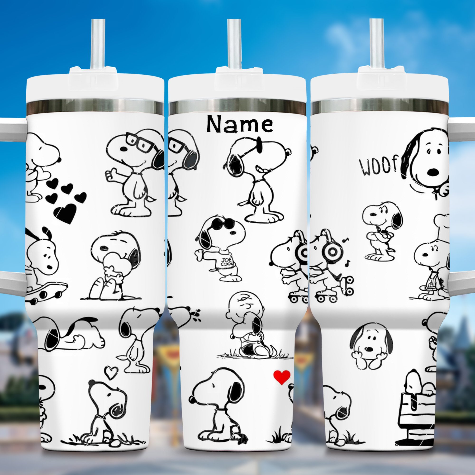 Snoopy Peanuts Snoopy Cartoon Stanley Tumbler With Handle Personalized Name St2892