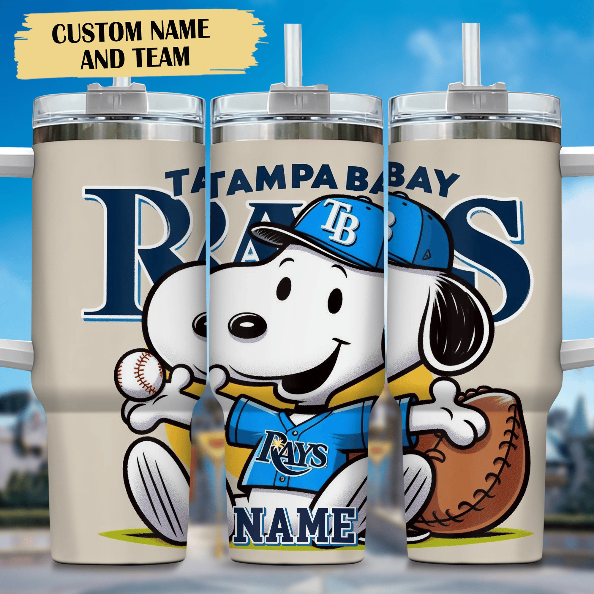 Snoopy and Tampa Bay Rays Cartoon