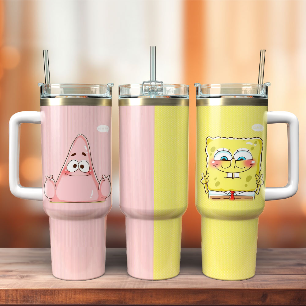 SpongeBob SquarePants Cartoon Stanley Tumbler With Handle Personalized Name St7572