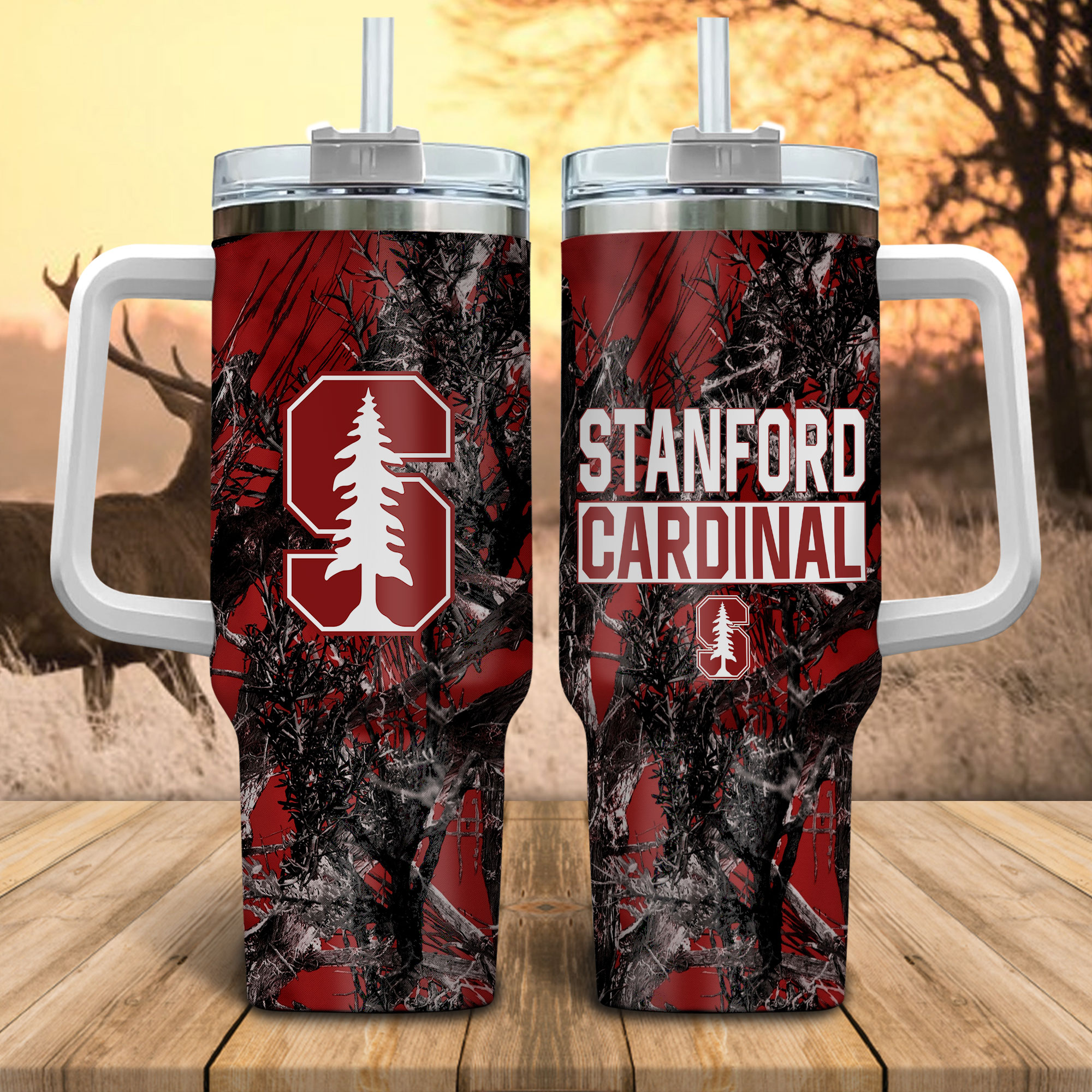 Stanford Cardinal NCAA Hunting Stanley Tumbler With Handle Personalized Name St8532