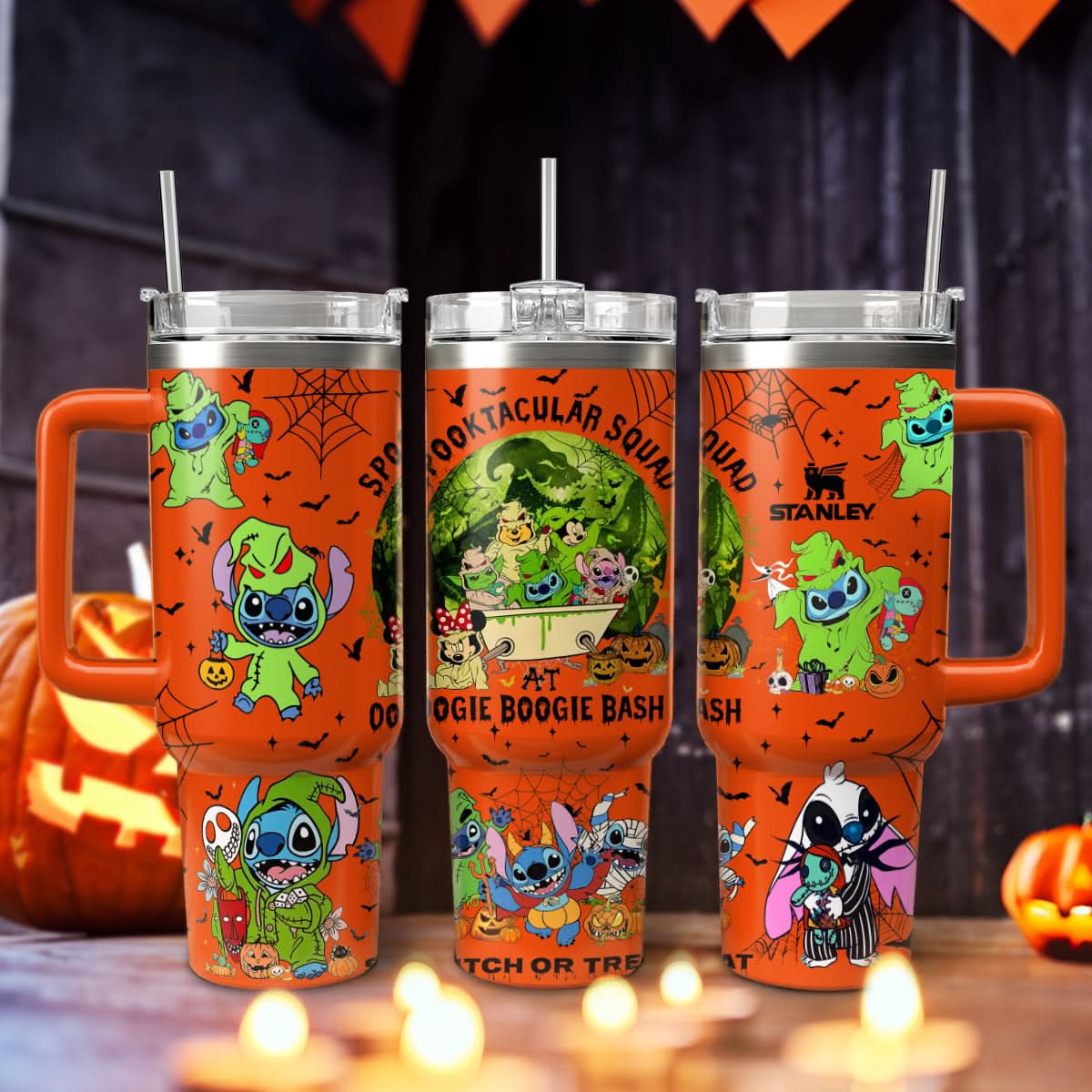 Stitch And The Nightmare Before Christmas Movies Stanley Tumbler With Handle Personalized Name St7143