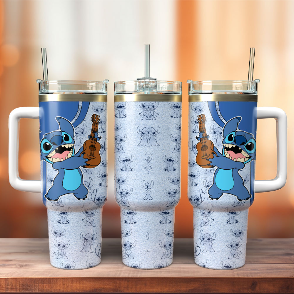 Stitch Cartoon Stanley Tumbler With Handle Personalized Name St3228