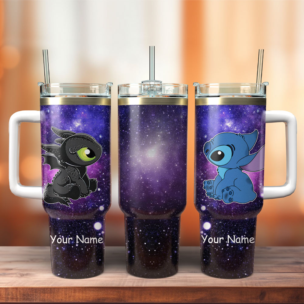 Stitch Cartoon Stanley Tumbler With Handle Personalized Name St7511